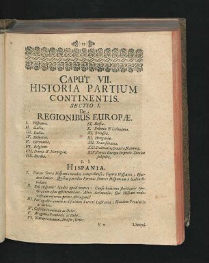 Caput VI. Historia Partium Continentis.