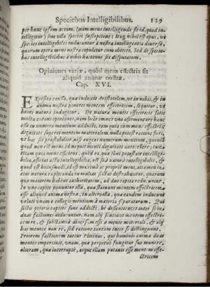 Opiniones variae, quod mens effectrix sit aliquid animae nostrae. Cap. XVI.