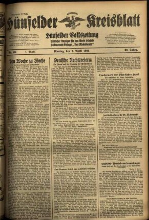 Erste Ausgabe vom Montag, den 01. April 1935.