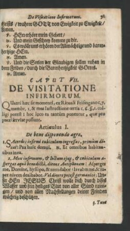 Caput VII. De Visitatione Infirmorum.