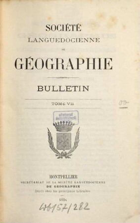 Bulletin de la Société Languedocienne de Géographie. 7. 1884