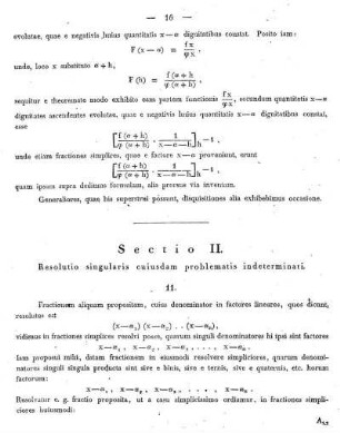 Sectio II. - Resolutio singularis cuiusdam problematis indeterminati.