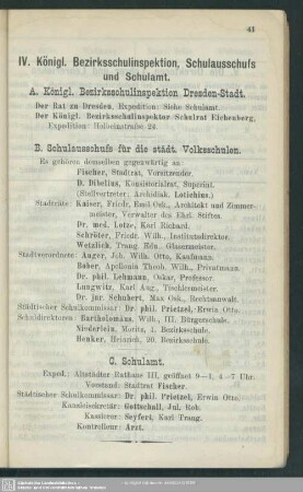 IV. Königliche Bezirksschulinspektion, Schulausschuss und Schulamt