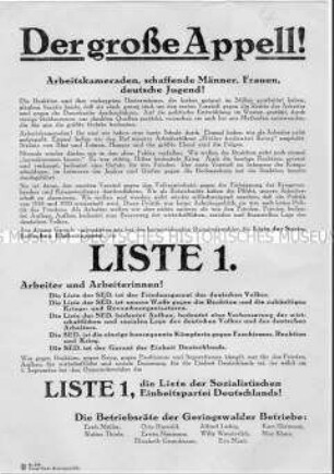 Aufruf der SED Geringswalde zu den Gemeindewahlen 1946