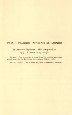 Primo viaggio intorno al mondo = [First voyage around the world]