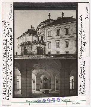 Chlumec nad Cidlinou: Schloss, Aussenansicht und Saal im Erdgeschoss