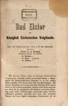 Bad Elster im Königl. sächsischen Voigtlande
