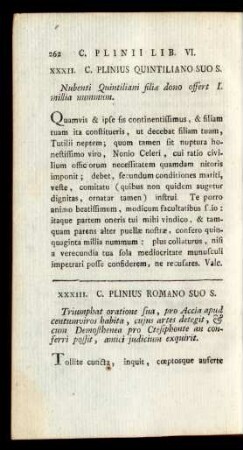 XXXII. C. Plinius Quintiliano Suo S.