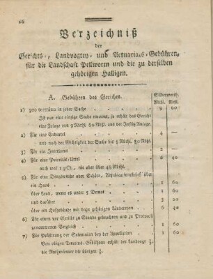 Verzeichniß der Gerichts-, Landvogtey- und Actuariats-Gebühren, für die Landschaft Pellworm und die zu derselben gehörigen Halligen.