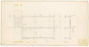 Bundesgartenschau, Karlsruhe 1967 Siedlung Im Eichbäumle: Typ D. Haus 14-18: Schnitt A-A 1:20