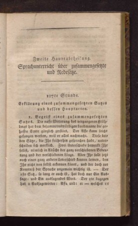 Zweite Hauptabtheilung. Sprachunterricht über zusammengesetzte und Redesätze.