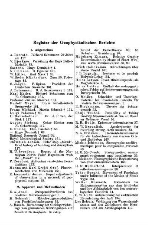 Register der Geophysikalischen Berichte
