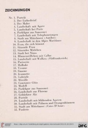 Zeichnungen (Nr. 1-38)