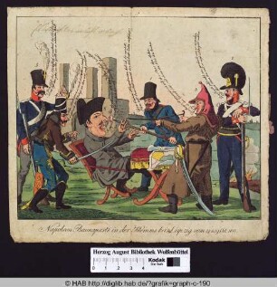 Napoleon Buonaparte in der Klemme bei Leipzig vom 14. bis 19. Oct. 1813.