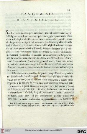 Tavola VIII: Giove Osiride