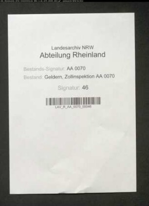 Revidierte Wehrzollliste des Herzogtums Kleve