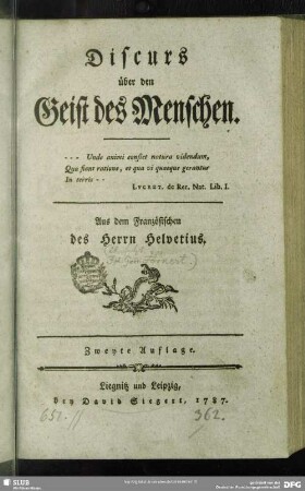 Discurs über den Geist des Menschen