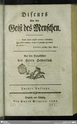 Discurs über den Geist des Menschen