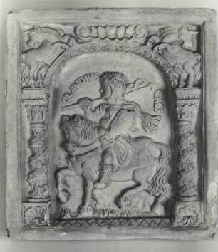 Reiter (Kaiser Vespasian?) und Einhörner