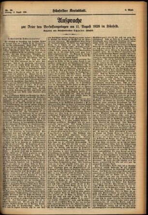 Zweite Ausgabe vom Dienstag, den 17. August 1926.