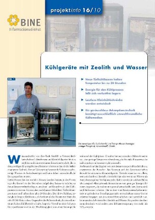 Kühlgeräte mit Zeolith und Wasser.