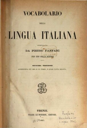 Vocabolario della lingua italiana : per uso delle scuole