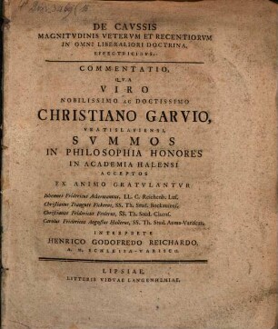 De caussis magnitudinis veterum et recentiorum in omni liberaliori doctrina effectricibus