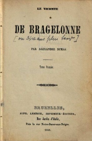 Le vicomte de Bragelonne, 1
