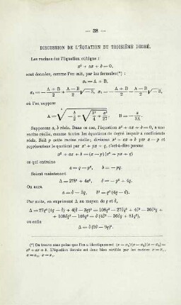 DISCUSSION DE L´ÉQUATION DU TROISIEÈME DEGRÉ.