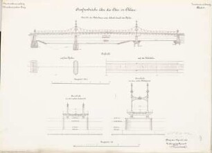 Oderbrücke, Ohlau: Ansicht, Aufsicht, Schnitte 1:333,3, 1:150