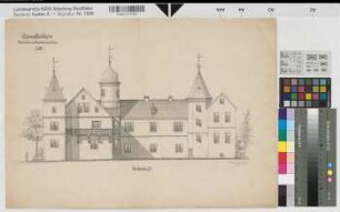 Crollage (Preußisch Oldendorf) Erweiterung des Hauses Crollage Parkansicht 1883 1 : 100 39,5 x 56 Zeichnung Wilert? Ledebur-Crollage K Nr. 8