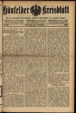 Ausgabe vom Samstag, den 12. November 1898.