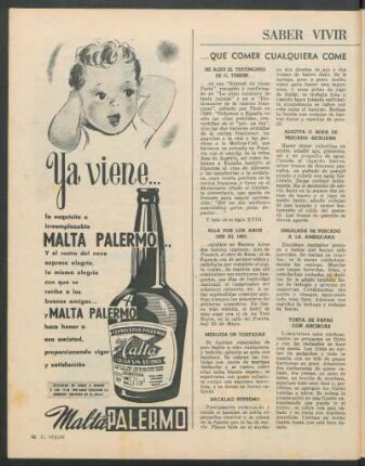Saber vivir es la clave : ...Que come cualquiera come ...Que beber cualquiera bebe