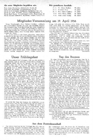 Mitglieder-Versammlung am 19. April 1956