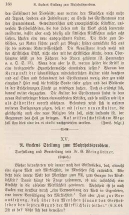 168-181 R. Euckens Stellung zum Wahrheitsproblem : Schluß