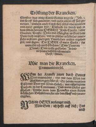 Wie man die Krancken. Communiciren sol.