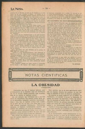 Notas científicas : La obesidad