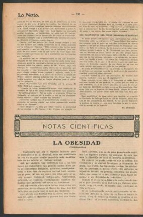 Notas científicas : La obesidad