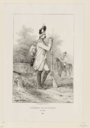 Régiment de flandres, grenadier, 1790, Blatt 4 der Folge "Militärkostüme vor und während der Revolution"