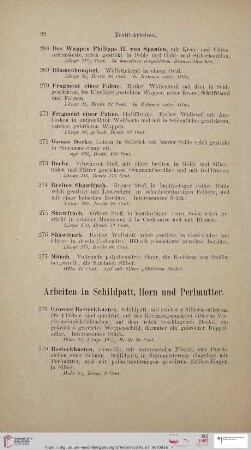 Arbeiten in Schildplatt, Horn und Perlmutter (Nr. 278 - 321)