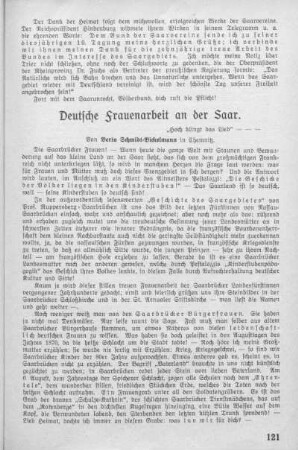 Deutsche Frauenarbeit an der Saar