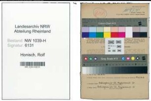 Entnazifizierung Rolf Honisch , geb. 28.07.1914 (Arbeiter)