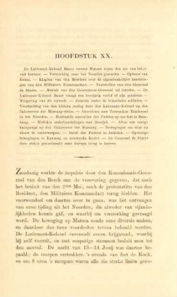 Hoofdstuk XX. De Luitenant-Kolonel Bauer verrast Matoea tegen den zinvan het civiel bestuur. - ...