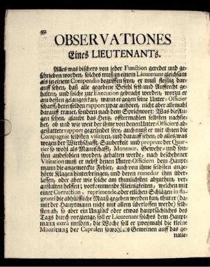 Observationes Eines Lieutenants