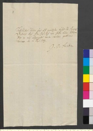 Brief von Herder, Johann Gottfried an Goethe, Johann Wolfgang von