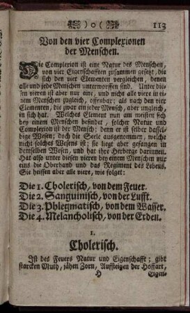 Von den vier Complexionen der Menschen.