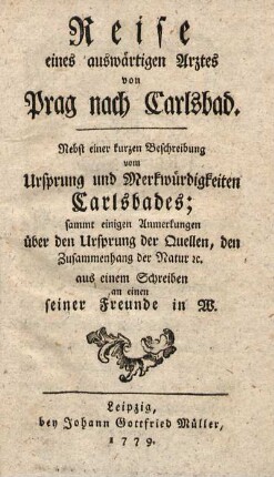 Reise eines auswärtigen Arztes von Prag nach Carlsbad