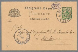 Karl Krumbacher (1856-1909), Nachlass: Briefe von Norbert Lebermann an Karl Krumbacher - BSB Krumbacheriana I. Lebermann, Norbert
