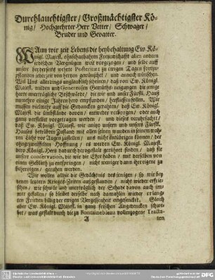 Durchlauchtigster, Großmächtigster König, Hochgeehrter Herr Vetter, Schwager, Bruder und Gevatter