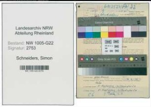 Entnazifizierung Simon Schneiders , geb. 24.07.1890 (Kaufmann)